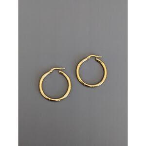 Copied - Estate 14k Solid Yellow Gold Italy Hollow Hoops 2.82g